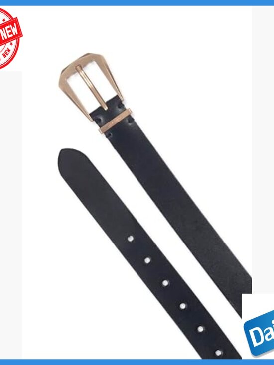 1 Inch Leather Belt with Western Hex Buckle, Adjustable Sizing